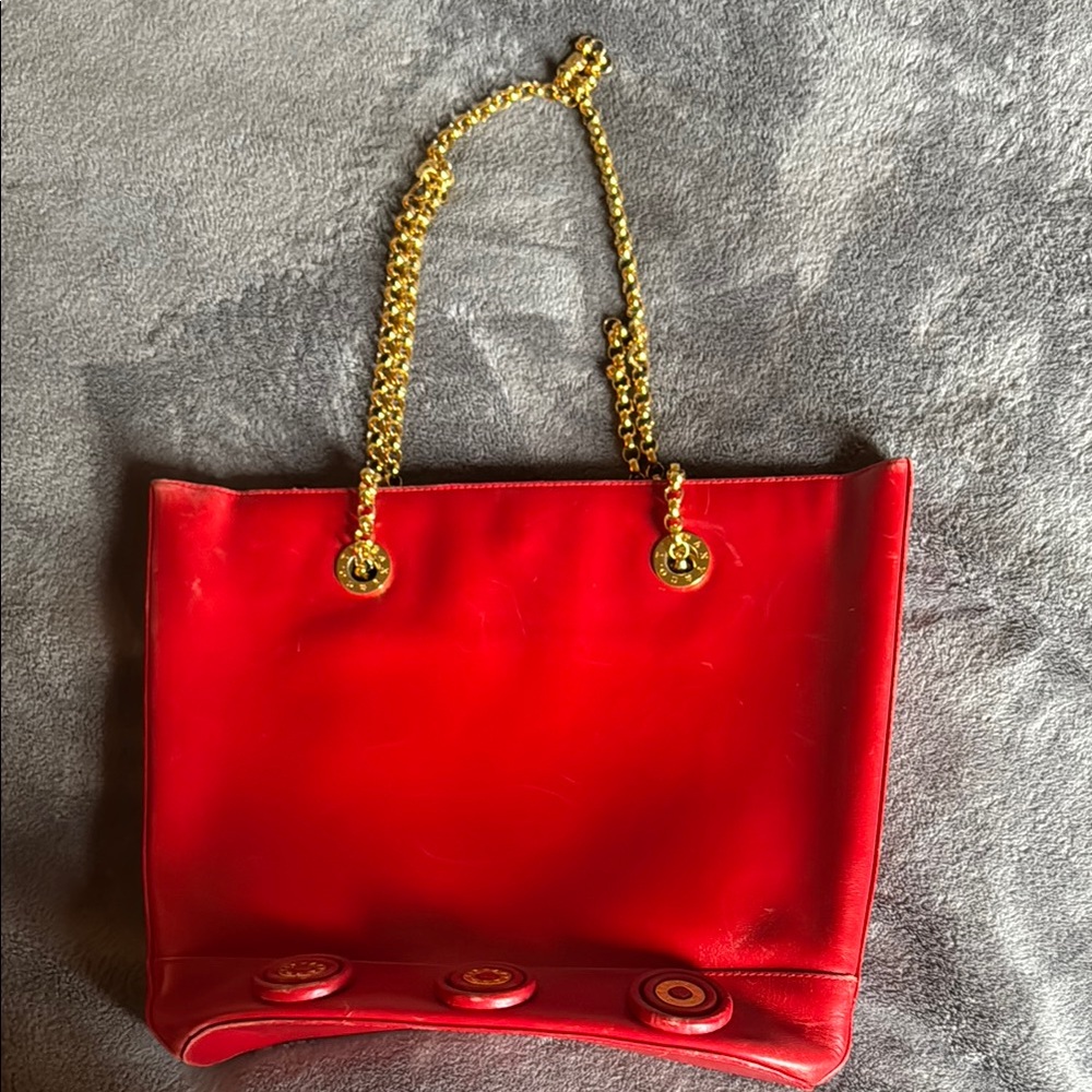 Tiffany & Co. Vintage Red Leather Chain Tote Bag